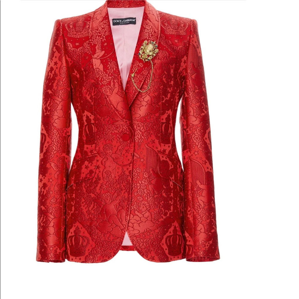 Dolce & Gabbana Red Jacquard Blazer